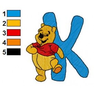 Winnie the Pooh Alphabet K Embroidery Design